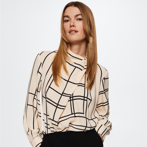 NWT Mango Geometric Print Blouse - Picture 2 of 7